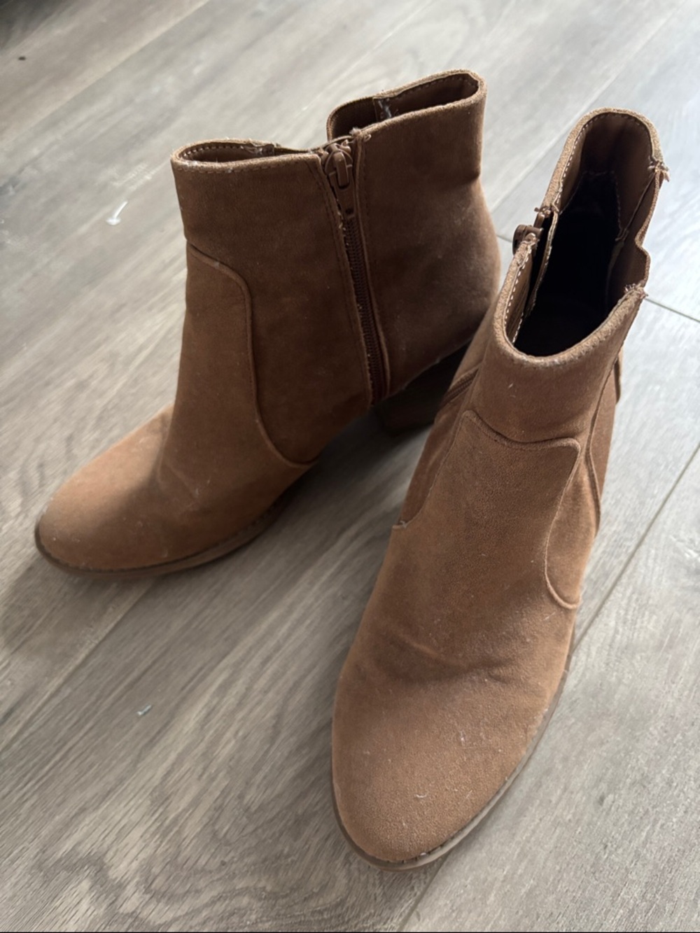 Target Brown Suede Ankle Booties with Side Zip